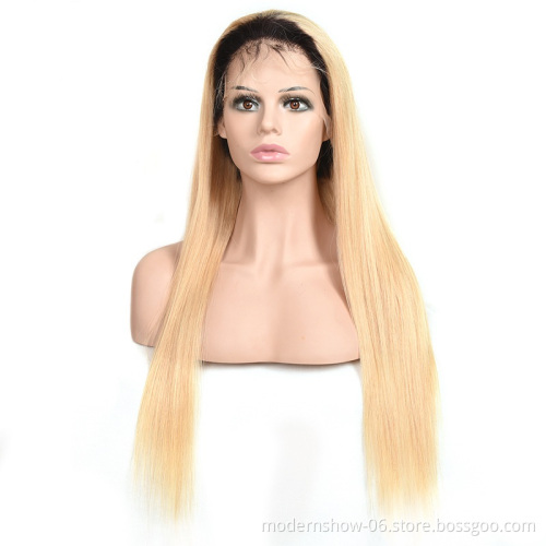 Ombre color 1B 613 blonde straight lace frontal wig with baby hair,virgin hair lace front wigs